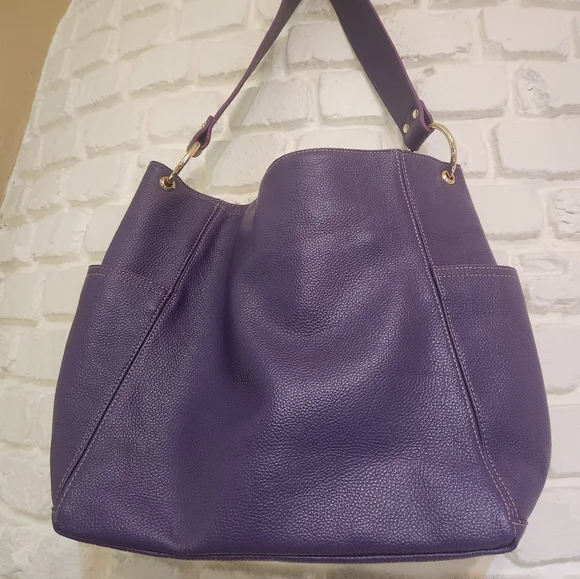 Laggo NWOT Large Purple Leather Julia Shoulder Hobo Purse - Picture 7 of 13